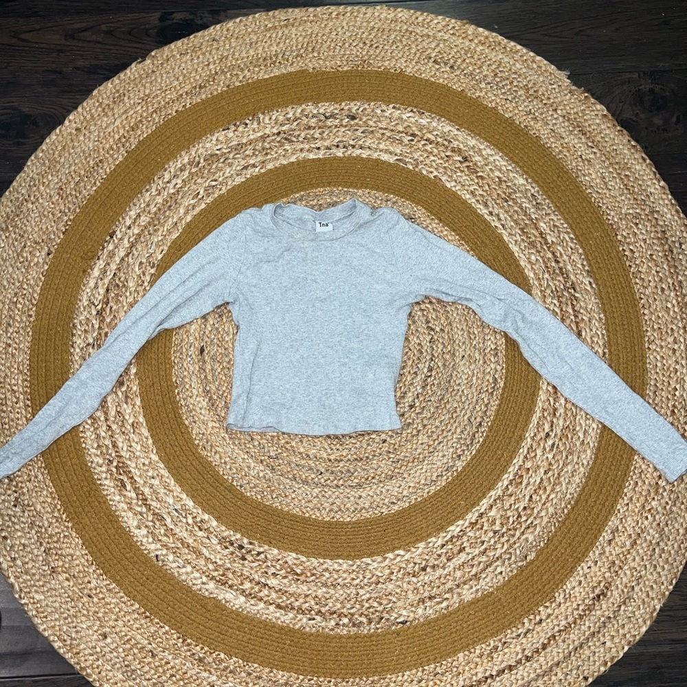 Tna Gray Ribbed Long Sleeve Top